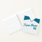 Naam en nummer Baseball Softball Blauwgroen Jersey Notitieboek (Binnen)