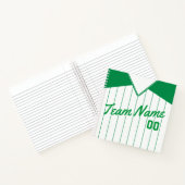 Naam en nummer Baseball Softball Green Jersey Notitieboek (Binnen)