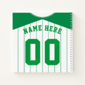 Naam en nummer Baseball Softball Green Jersey Notitieboek (Achterkant)