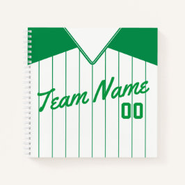 Naam en nummer Baseball Softball Green Jersey Notitieboek
