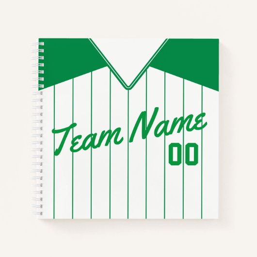 Naam en nummer Baseball Softball Green Jersey Notitieboek (Voorkant)