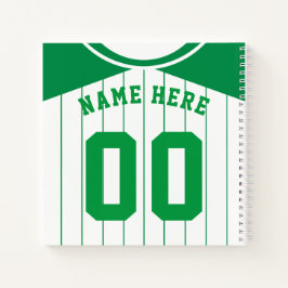 Naam en nummer Baseball Softball Green Jersey Notitieboek