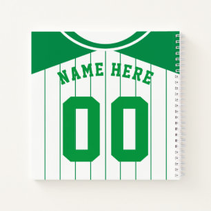Naam en nummer Baseball Softball Green Jersey Notitieboek