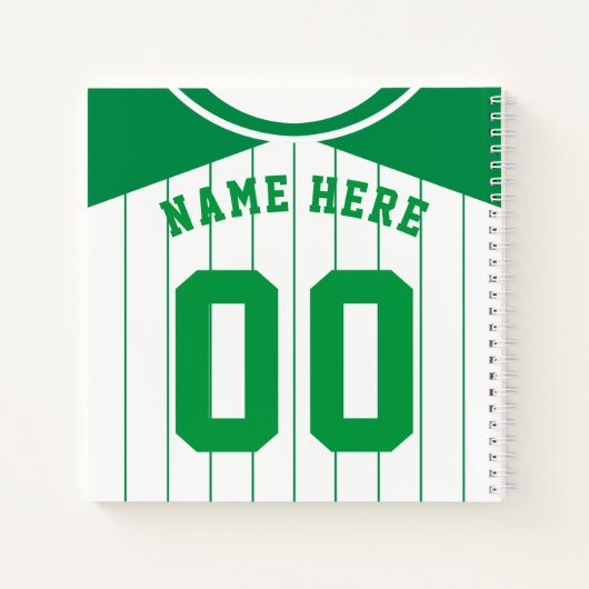 Naam en nummer Baseball Softball Green Jersey Notitieboek (Achterkant)