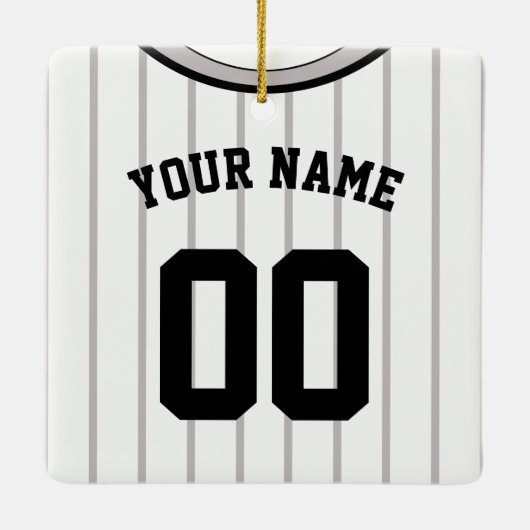 Naam en nummer Baseball Softball Jersey Sjabloon Keramisch Ornament (Achterkant)