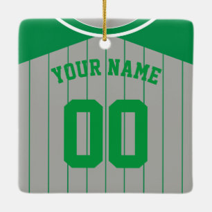 Naam en nummer Baseball Softball Jersey Sjabloon Keramisch Ornament