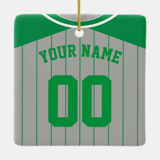 Naam en nummer Baseball Softball Jersey Sjabloon Keramisch Ornament (Achterkant)