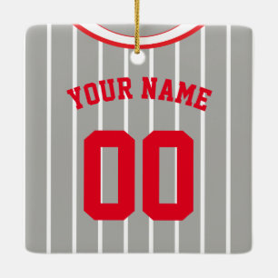 Naam en nummer Baseball Softball Jersey Sjabloon Keramisch Ornament