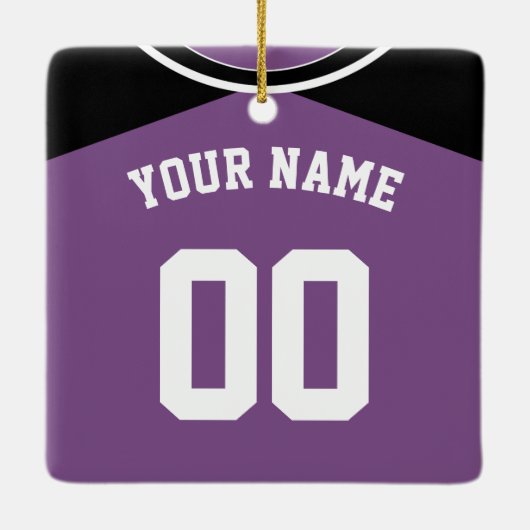 Naam en nummer Baseball Softball Jersey Sjabloon Keramisch Ornament (Achterkant)
