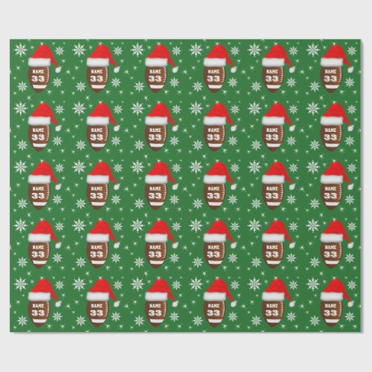 Naam en nummer Football Christmas Wrapping Paper Cadeaupapier (Vlak)