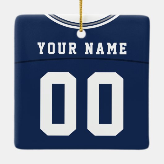 Naam en nummer Football Lacrosse Jersey Sjabloon Keramisch Ornament (Achterkant)