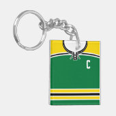 Naam en nummer Geel en Groen Hockey Jersey Sleutelhanger (Voorkant Links)