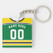 Naam en nummer Geel en Groen Hockey Jersey Sleutelhanger (Achterkant)