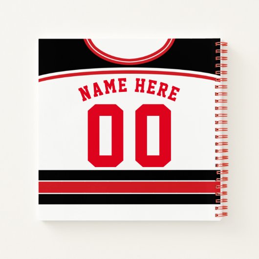 Naam en nummer Ice Hockey Jersey Notitieboek (Achterkant)