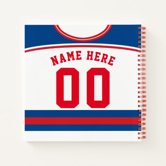 Naam en nummer Ice Hockey Jersey Notitieboek (Achterkant)