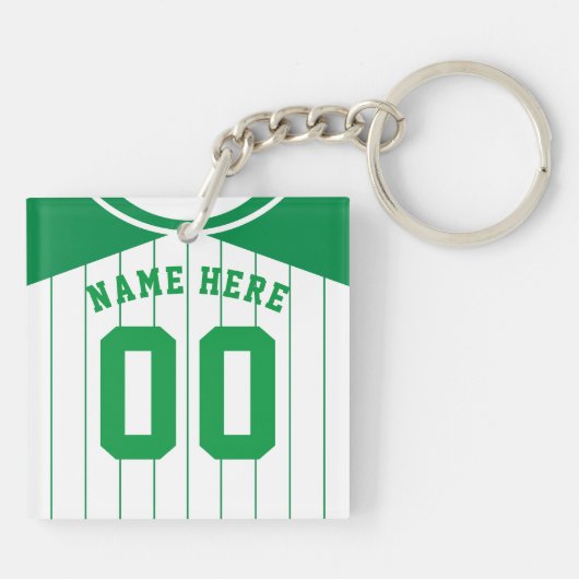 Naam en nummer Jersey Keyring, Baseball Softball Sleutelhanger (Achterkant)