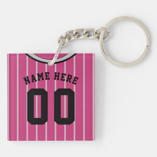 Naam en nummer Jersey Keyring, Baseball Softball Sleutelhanger (Achterkant)