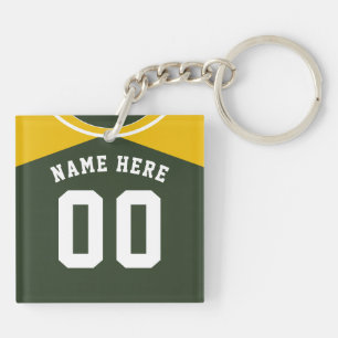 Naam en nummer Jersey Keyring, Baseball Softball Sleutelhanger