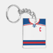 Naam en nummer Jersey Keyring, Hockey Lacrosse Sleutelhanger (Voorkant Links)