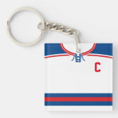 Naam en nummer Jersey Keyring, Hockey Lacrosse Sleutelhanger (Voorkant)