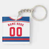 Naam en nummer Jersey Keyring, Hockey Lacrosse Sleutelhanger (Achterkant)