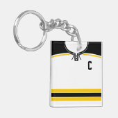Naam en nummer Jersey Keyring, Hockey Lacrosse Sleutelhanger (Voorkant Links)