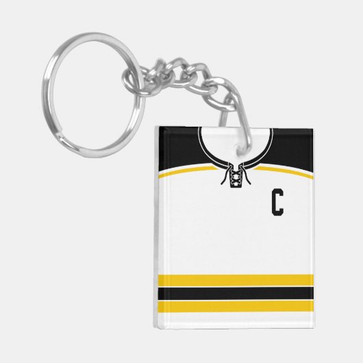 Naam en nummer Jersey Keyring, Hockey Lacrosse Sleutelhanger (Voorkant Links)