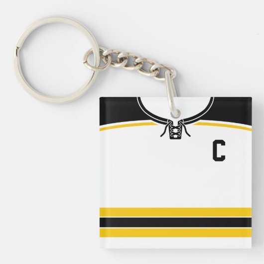 Naam en nummer Jersey Keyring, Hockey Lacrosse Sleutelhanger (Voorkant)