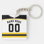 Naam en nummer Jersey Keyring, Hockey Lacrosse Sleutelhanger (Achterkant)