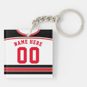 Naam en nummer Jersey Keyring, Hockey Lacrosse Sleutelhanger