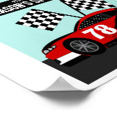 Naam en nummer muur van raceauto poster (Hoek)