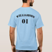 Naam en nummer op de achterste serieuze honkbalpit t-shirt (Achterkant)