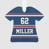 Naam en nummer rode witte en blauwe sport Jersey Ornament (achterkant)