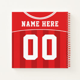 Naam en nummer Soccer Football Red Jersey Notitieb Notitieboek
