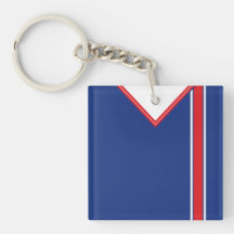 Naam en nummer Soccer Jersey Keyring Blue Red Whit