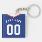 Naam en nummer Soccer Jersey Keyring Blue Red Whit Sleutelhanger (Achterkant)