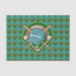 Naam en nummer van Aqua Baseball Diamond Player Tissuepapier