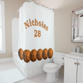 Naam en nummer van de Basketball Douchegordijn (In situ)