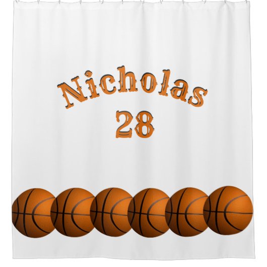 Naam en nummer van de Basketball Douchegordijn (Voorkant)