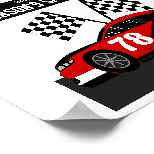 Naam en nummer van de raceauto poster (Hoek)