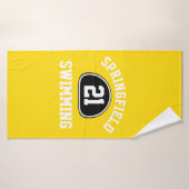 Naam en nummer van het aangepaste team met trots badhanddoek (Badhanddoek)