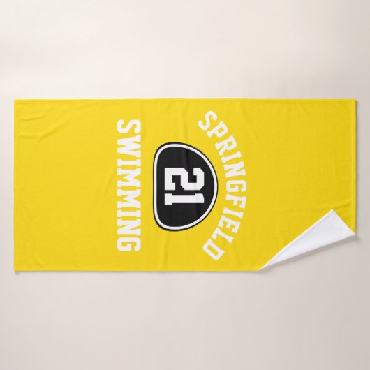 Naam en nummer van het aangepaste team met trots badhanddoek (Badhanddoek)