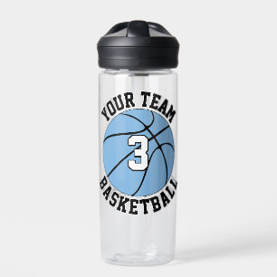 Naam en nummer van het Light Blue Basketball Playe Waterfles