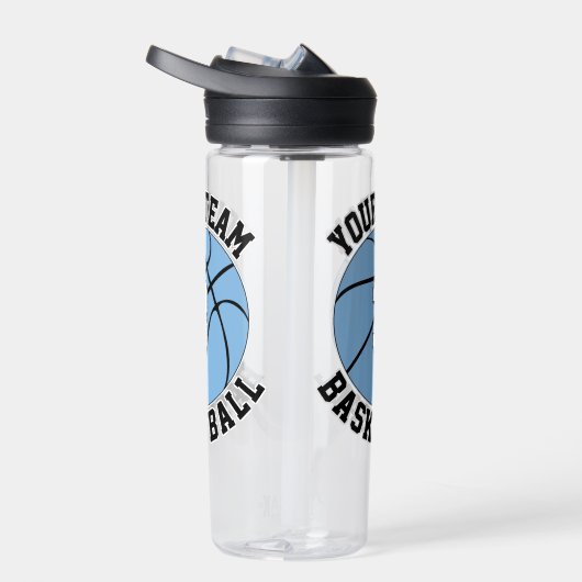 Naam en nummer van het Light Blue Basketball Playe Waterfles (Rechts)