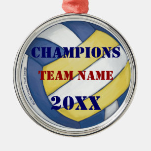 Naam en nummer volleybalteam metalen ornament