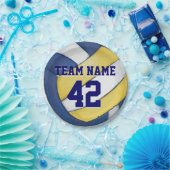 Naam en nummer volleybalteam papieren bordje (Feest)