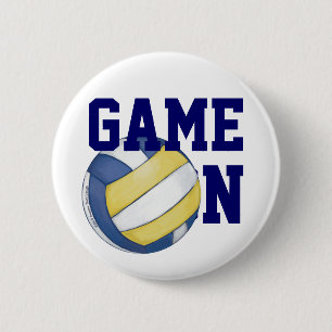 Naam en nummer volleybalteam ronde button 5,7 cm