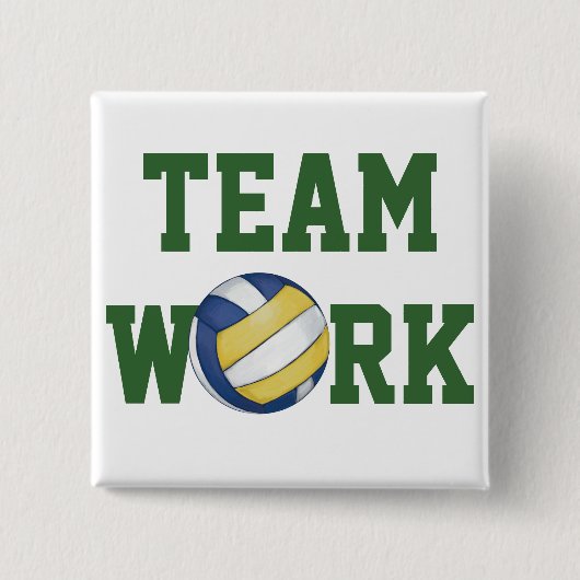 Naam en nummer volleybalteam vierkante button 5,1 cm (Voorkant)