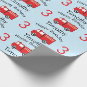 Naam en ouderdom van Red Fire Truck Pattern Boy Cadeaupapier (Hoek)