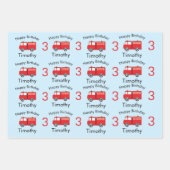 Naam en ouderdom van Red Fire Truck Pattern Boy Inpakpapier Vel (Voorkant 3)